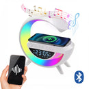Caixa de som Bluetooth carregamento por indução relógio luminária