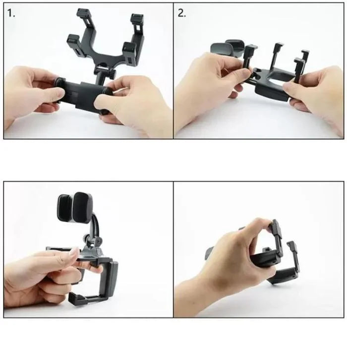 Suporte para celular em retrovisor.