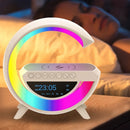 Caixa de som Bluetooth carregamento por indução relógio luminária