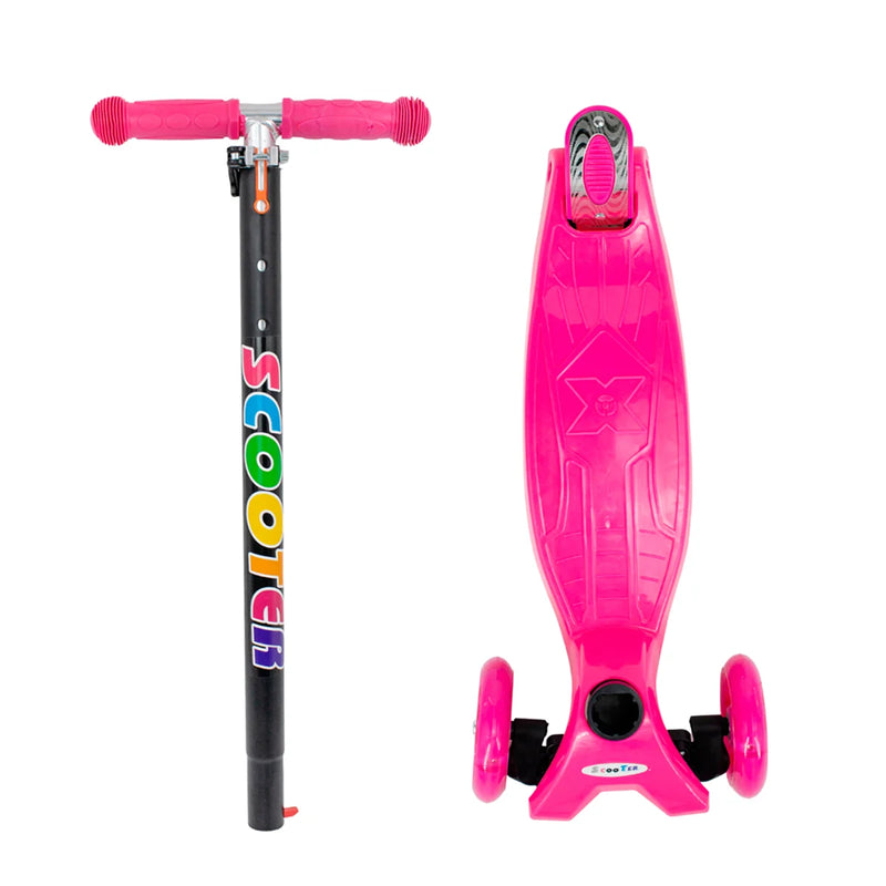 Patinete regulável infantil 4 rodinhas com led - Brinquedo esporte - Até 60Kg